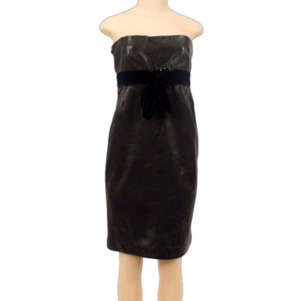 Valentino Leather & Velvet Strapless Dress